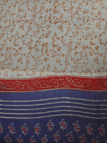 Indigo Red Beige Hand Block Printed Cotton Suit-Salwar Fabric With Chiffon Dupatta - S1628161