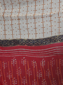 Red Ivory Beige Hand Block Printed Cotton Suit-Salwar Fabric With Chiffon Dupatta - S1628163