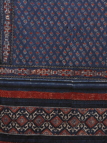 Indigo Maroon Ivory Black Mughal Nakashi Ajrakh Hand Block Printed Cotton Stole - S63170160