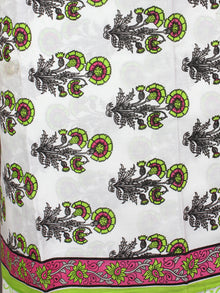 Ivory Grey Green Pink Hand Block Printed Cotton Suit-Salwar Fabric With Chiffon Dupatta - S1628167