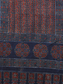 Indigo Maroon Ivory Black Mughal Nakashi Ajrakh Hand Block Printed Cotton Stole - S63170162