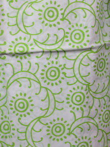 Ivory Grey Green Pink Hand Block Printed Cotton Suit-Salwar Fabric With Chiffon Dupatta - S1628167