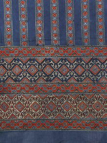 Indigo Maroon Ivory Black Mughal Nakashi Ajrakh Hand Block Printed Cotton Stole - S63170163