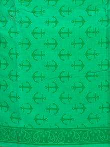 Seafoam Green Yellow Orange Hand Block Printed Cotton Suit-Salwar Fabric With Chiffon Dupatta - S1628168