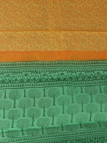 Fern Green Yellow Orange Hand Block Printed Cotton Suit-Salwar Fabric With Chiffon Dupatta - S1628170