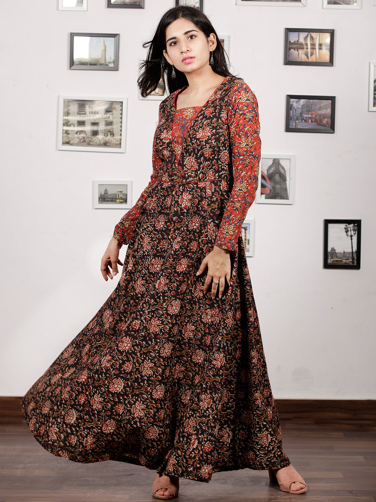 Buy Fashion Dwar Women Red Printed Pure Cotton Gown Dress (M) Online at  Best Prices in India - JioMart.