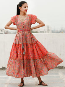 Stylo Tiers  - Block Printed Cotton Long Dress  - D365F1933