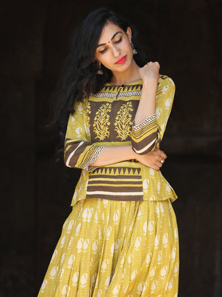 Naaz Nazah - Hand Block Printed Long Top And Skirt Dress - DS73F001