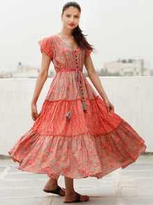 Stylo Tiers  - Block Printed Cotton Long Dress  - D365F1933