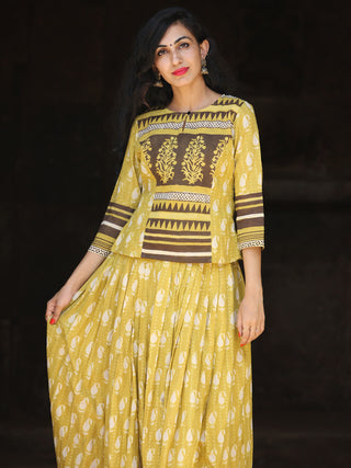 Naaz Nazah - Hand Block Printed Long Top And Skirt Dress - DS73F001