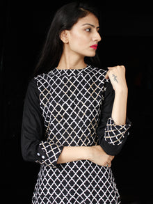 DARK BRIGHT - Hand Block Printed Cotton Long Dress  - D335F1741