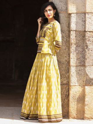 Naaz Nazah - Hand Block Printed Long Top And Skirt Dress - DS73F001
