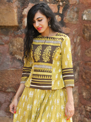 Naaz Nazah - Hand Block Printed Long Top And Skirt Dress - DS73F001