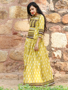Naaz Nazah - Hand Block Printed Long Top And Skirt Dress - DS73F001
