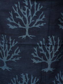 Indigo Ivory Hand Block Printed Chanderi Unstitched Kurta & Chanderi Dupatta With Cotton Salwar - S1628180