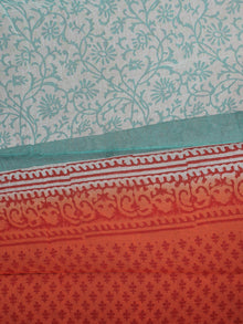 Fire Orange Maroon Arctic Blue Hand Block Printed Cotton Suit-Salwar Fabric With Chiffon Dupatta - S1628173