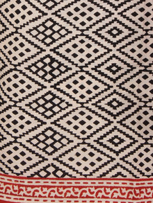 Beige Black Rust Red Hand Block Printed Cotton Suit-Salwar Fabric With Chiffon Dupatta - S1628174