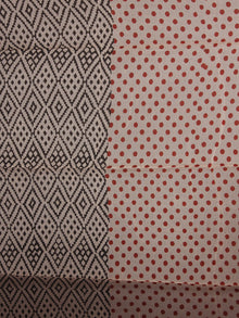 Beige Black Rust Red Hand Block Printed Cotton Suit-Salwar Fabric With Chiffon Dupatta - S1628174