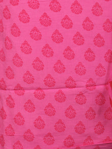 Pink Red Arctic Blue Hand Block Printed Cotton Suit-Salwar Fabric With Chiffon Dupatta - S1628175