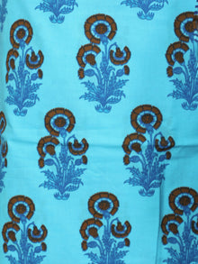 Arctic Blue Brown Orange Red Hand Block Printed Cotton Suit-Salwar Fabric With Chiffon Dupatta - S1628176