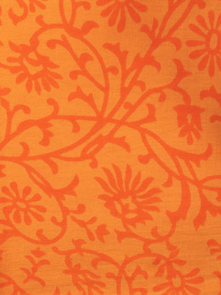 Arctic Blue Brown Orange Red Hand Block Printed Cotton Suit-Salwar Fabric With Chiffon Dupatta - S1628176