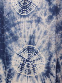 Indigo Ivory Hand Shibori Dyed Cotton Suit-Salwar Fabric With Chiffon Dupatta - S1628177