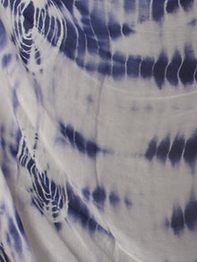 Indigo Ivory Hand Shibori Dyed Cotton Suit-Salwar Fabric With Chiffon Dupatta - S1628177