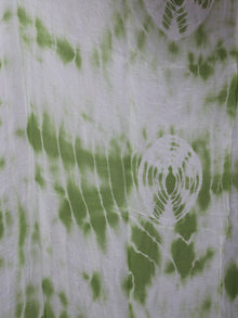 Moss Green Ivory Hand Shibori Dyed Cotton Suit-Salwar Fabric With Chiffon Dupatta - S1628178