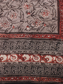 Brown Red Black Cotton Mul Hand Block Printed Dupatta - D0417064