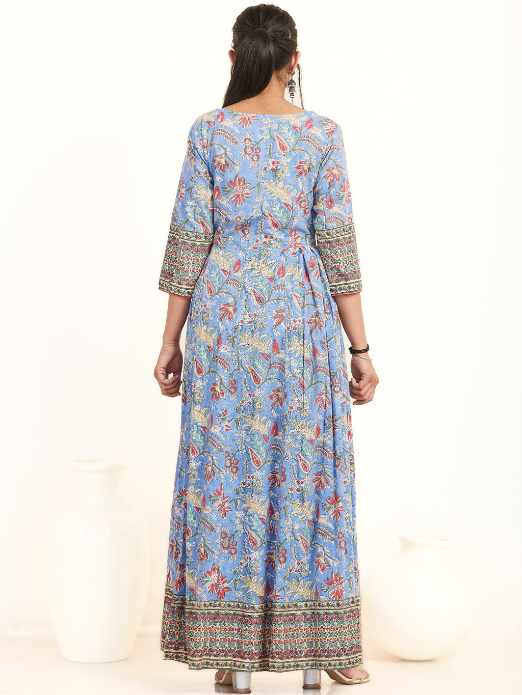 fcityin  Women Cotton Pleated Printed Long Kurti With Palazzos  Women  Cotton