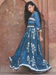Naaz Mughal Galore - Hand Block Printed Long Cotton Flare Dress - DS72F001