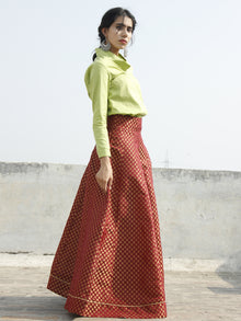 Maroon Golden Brocade Skirt  - SK001F001
