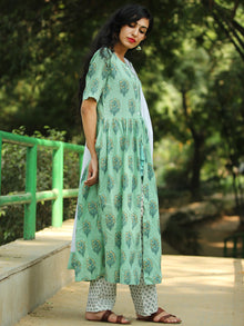 High Slit - Block Printed Kurta Set With Dupatta - SS01F1864