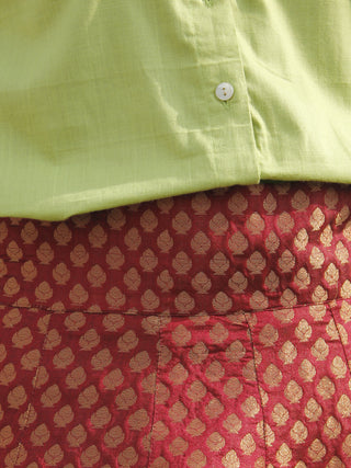 Maroon Golden Brocade Skirt  - SK001F001