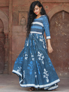 Naaz Mughal Galore - Hand Block Printed Long Cotton Flare Dress - DS72F001
