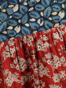 Indigo Black Red White Hand Block Printed Long Cotton Tier Dress - D220F1313