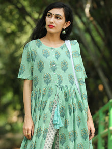 High Slit - Block Printed Kurta Set With Dupatta - SS01F1864