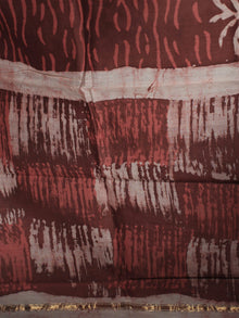 Rust Red Brown Beige Hand Block Printed Chanderi Unstitched Kurta & Chanderi Dupatta With Cotton Salwar - S1628181