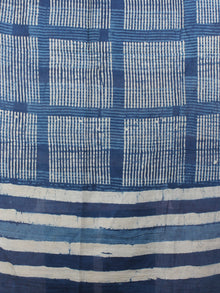 Indigo White Cotton Mul Hand Block Printed Dupatta - D0417080