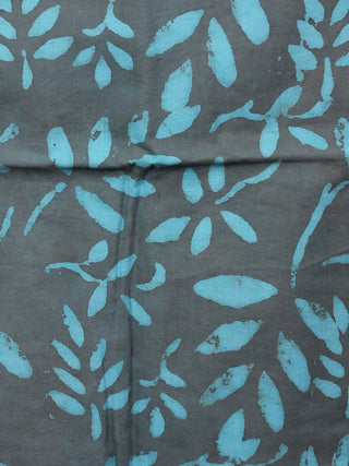 Arctic Blue Grey Ivory Hand Block Printed Chanderi Unstitched Kurta & Chanderi Dupatta With Cotton Salwar - S1628183