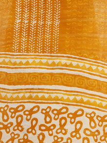 Bright Yellow Ivory Chanderi Hand Black Printed & Hand Painted Dupatta - D04170274