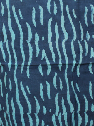 Arctic Blue Indigo Ivory Hand Block Printed Chanderi Unstitched Kurta & Chanderi Dupatta With Cotton Salwar - S1628185