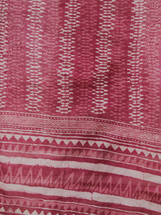 Pastel Pink Ivory Chanderi Hand Black Printed & Hand Painted Dupatta - D04170276