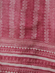 Pastel Pink Ivory Chanderi Hand Black Printed & Hand Painted Dupatta - D04170276