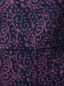Indigo Purple Ivory Hand Block Printed Chanderi Unstitched Kurta & Chanderi Dupatta With Cotton Salwar - S1628186