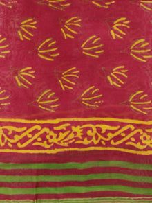 Crimson Red Yellow Chanderi Hand Black Printed & Hand Painted Dupatta - D04170280