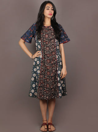 Multi Color Hand Block Printed Panel Cotton Dress  - D1044301