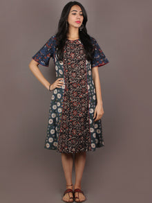Multi Color Hand Block Printed Panel Cotton Dress  - D1044301