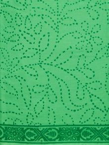 Green Coral Black White Hand Block Printed Cotton Suit-Salwar Fabric With Chiffon Dupatta (Set of 3) - SU01HB330