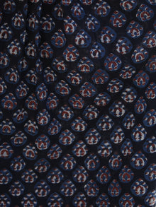 Indigo Plum Hand Block Printed Cotton Long Dress With Stand Collar - D194F1222